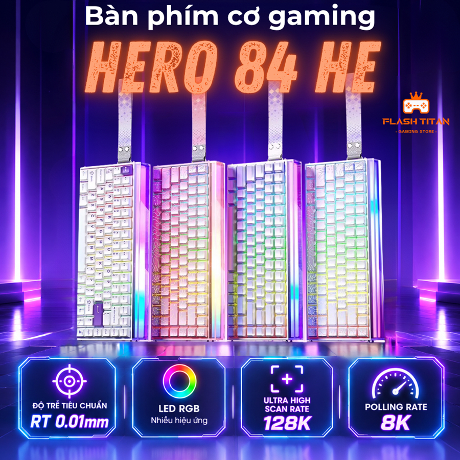 Bàn Phím Cơ Gaming Aula Hero 84 HE - Có Rapid Trigger - 8k Polling Rate - RT 0.01mm - Độ Trễ Thấp - Dùng Chơi Game FPS