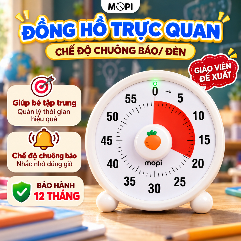 Đồng hồ hẹn giờ đếm ngược Pomodoro Mopi Timer, bấm giờ học tập, quản lý ...