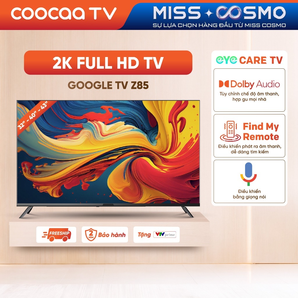 Smart Google TV COOCAA 32 inch HD 32Z85 |40-43 inch FHD 40Z85 43Z85 | Điều Khiển Bằng Giọng Nói| Miễn phí lắp đặt HCM-HN