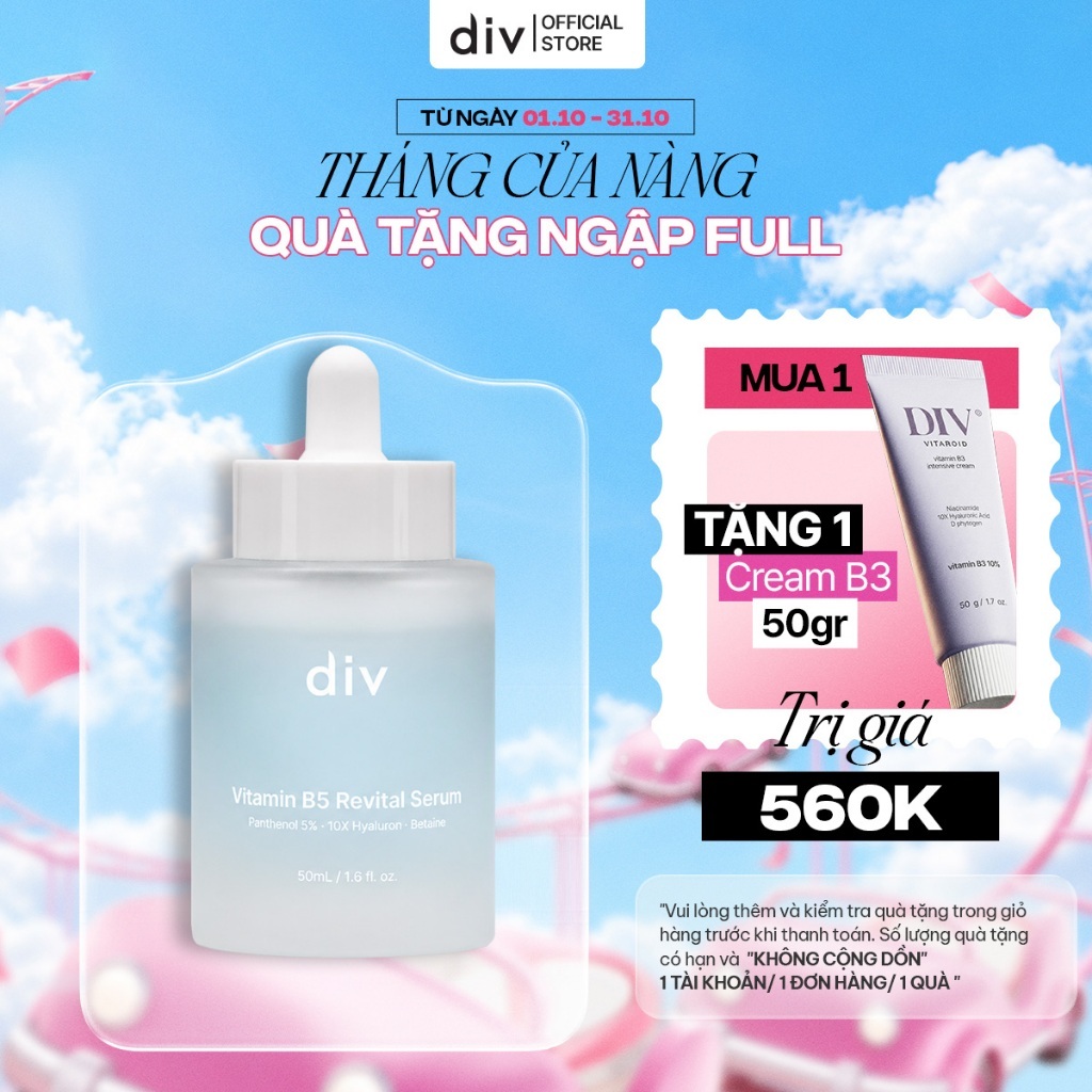 [DIV VN] Serum DIV Vitamin B5 Hỗ Trợ Dưỡng Ẩm Và Giúp Cải Thiện Độ Đàn Hồi Cho Da Với 5% Panthenol 50ml
