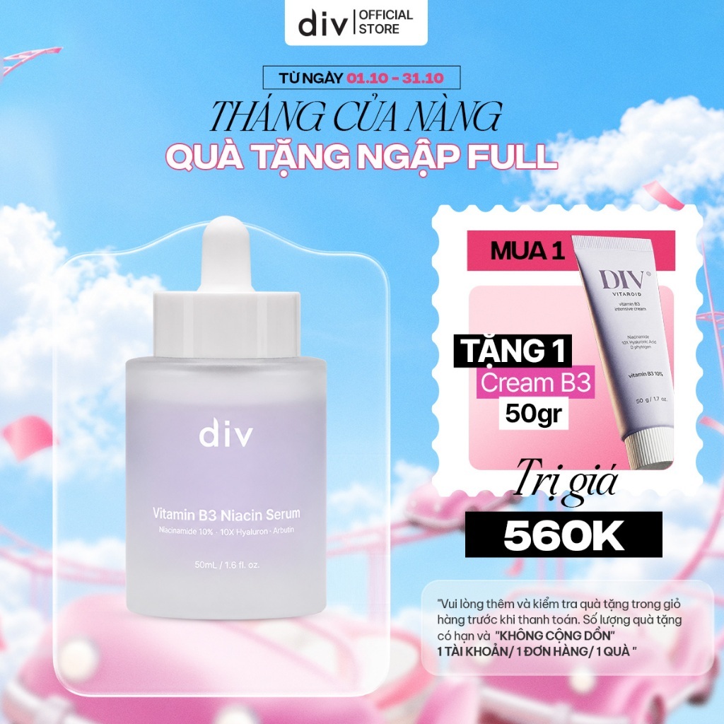 [DIV VN] Serum DIV Vitamin B3 Hỗ Trợ Dưỡng Sáng Làm Đều Màu Da Với 10% Niacinamide 50ml