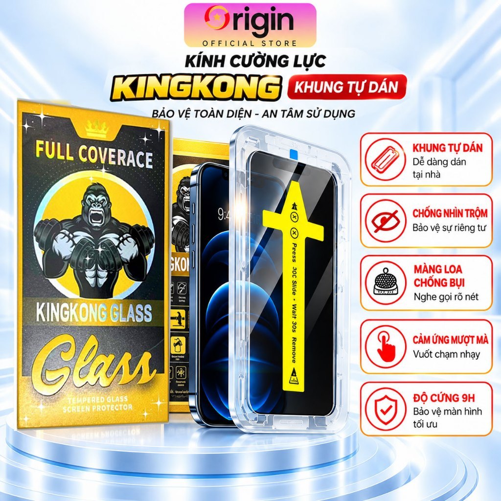 Kính Cường Lực iPhone KINGKONG Tự Dán Chống Nhìn Trộm Cho ip 11Promax 17 Pro 12 Pro 13Pro 14 pro  Xr Xsmax 15Pro 16pro