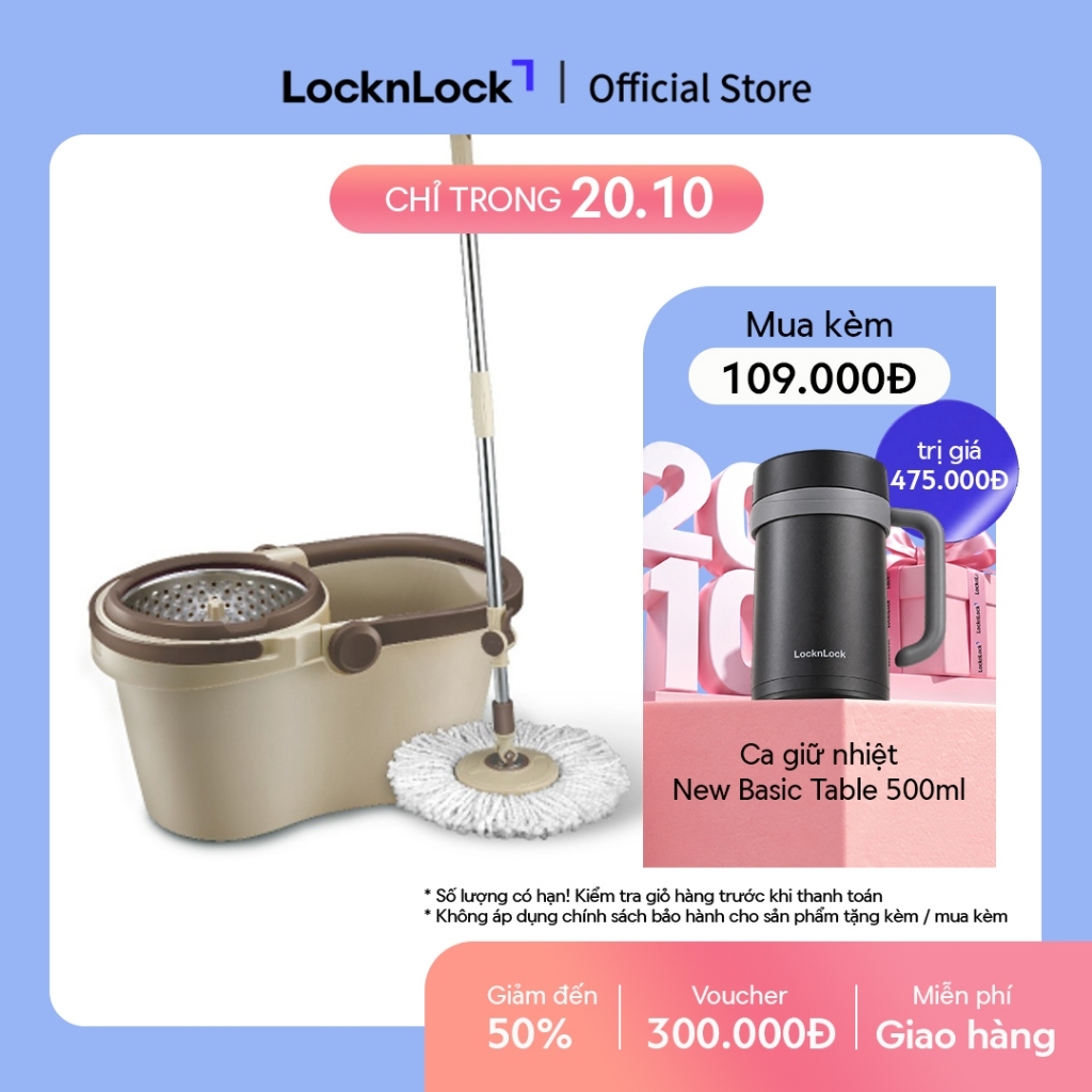 Bộ cây lau nhà xoay tay Compact Spin Mop Lock&Lock - ETM466