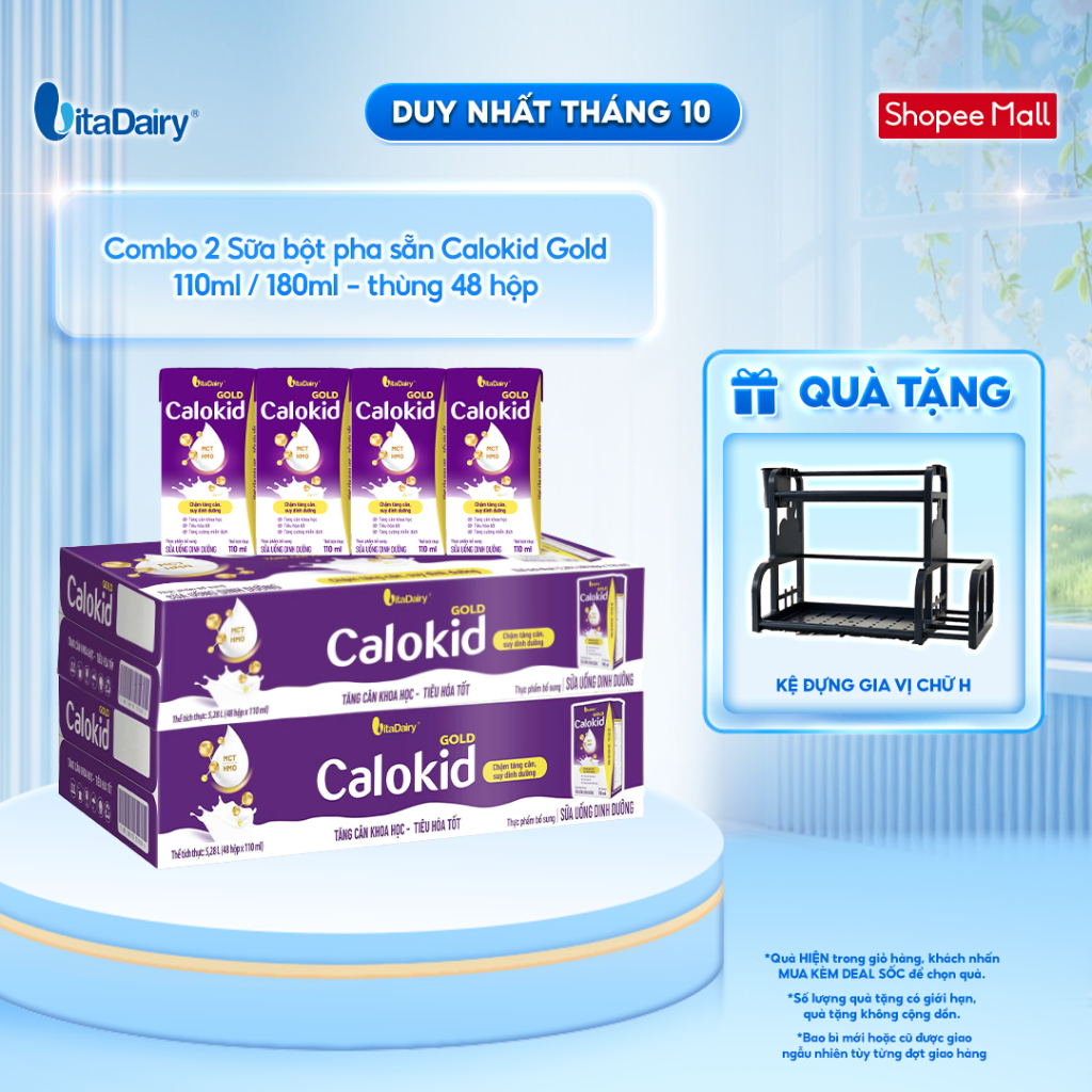 [COMBO 2 THÙNG 48 HỘP] Sữa uống dinh dưỡng Calokid Gold 110ml/180ml - Thơm ngon dễ uống, Bé thích mê