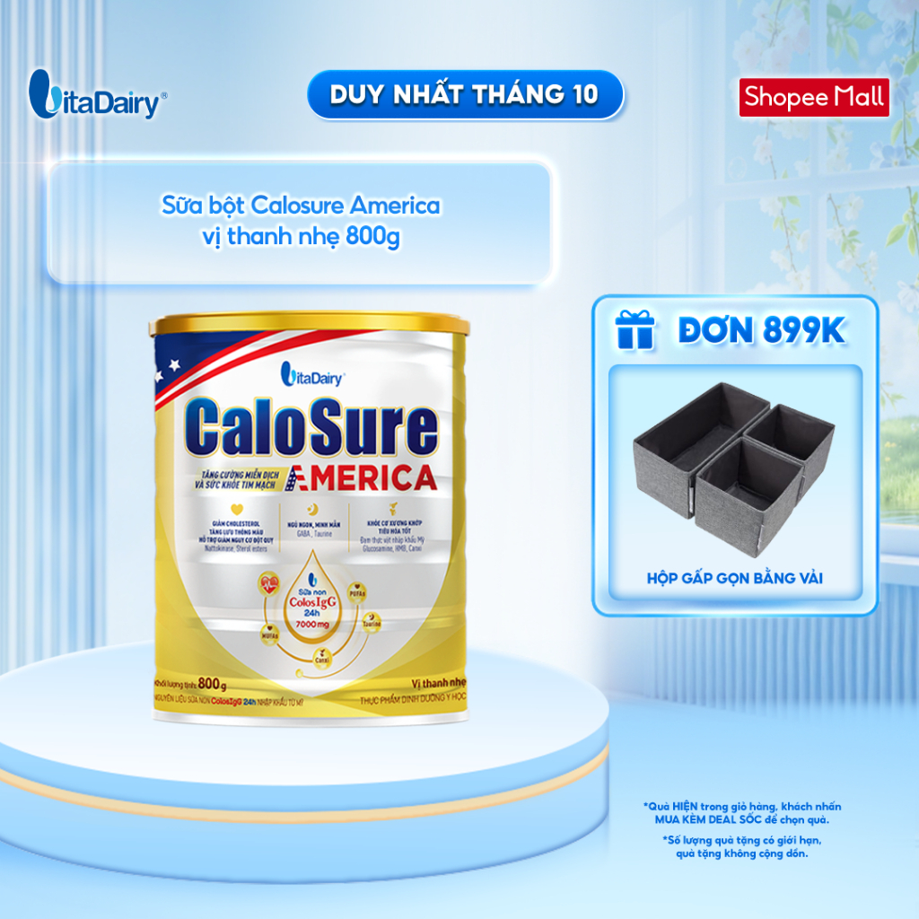 Sữa bột Calosure America vị thanh nhẹ giúp bảo vệ cơ xương khớp, tim mạch - Lon 800g