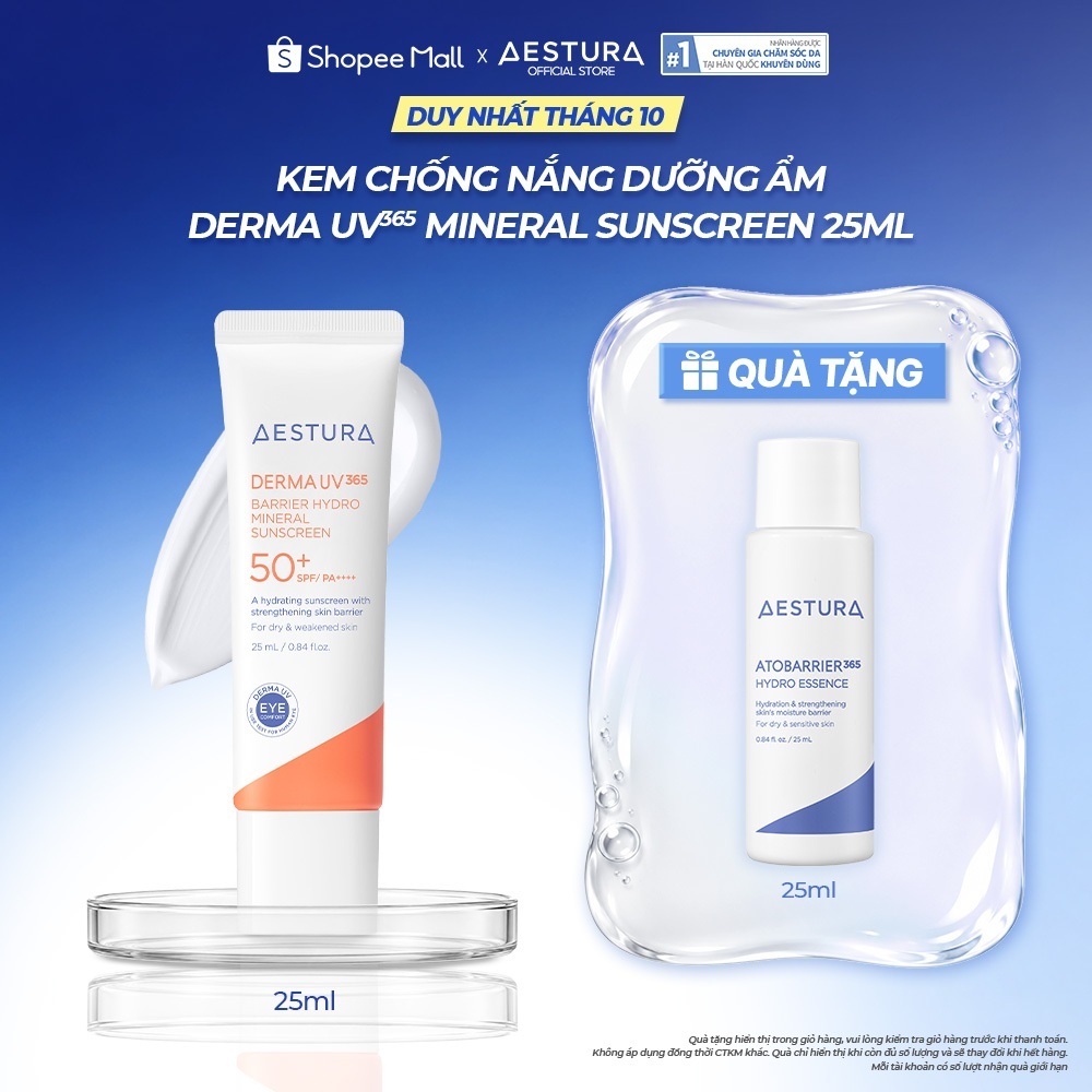 Kem chống nắng nâng tone AESTURA DERMA UV365 Red Calming Tone-up Sunscreen 25ML