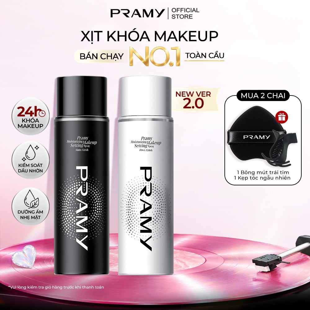 [CHÍNH HÃNG] COMBO Xịt Cố Định Makeup PRAMY Giữ Nền Lâu Trôi Dưỡng Ẩm Kiềm Dầu Phù Hợp Mọi Loại Da 100ml*2