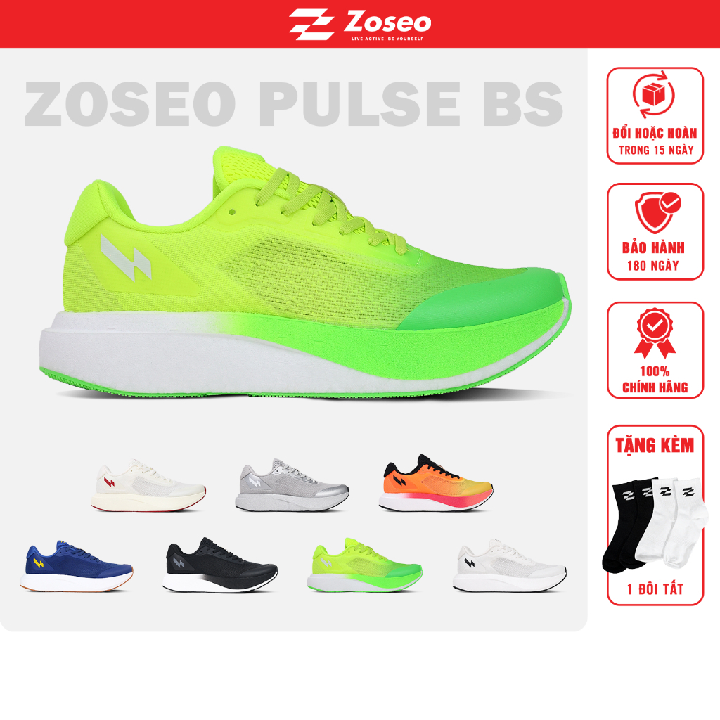 Giày Chạy Bộ Nam Nữ Zoseo Pulse BS - Giày Thể Thao Đế ETPU Nhẹ Êm, Upper Thoáng Khí, Thoải Mái Thời Trang có size 46