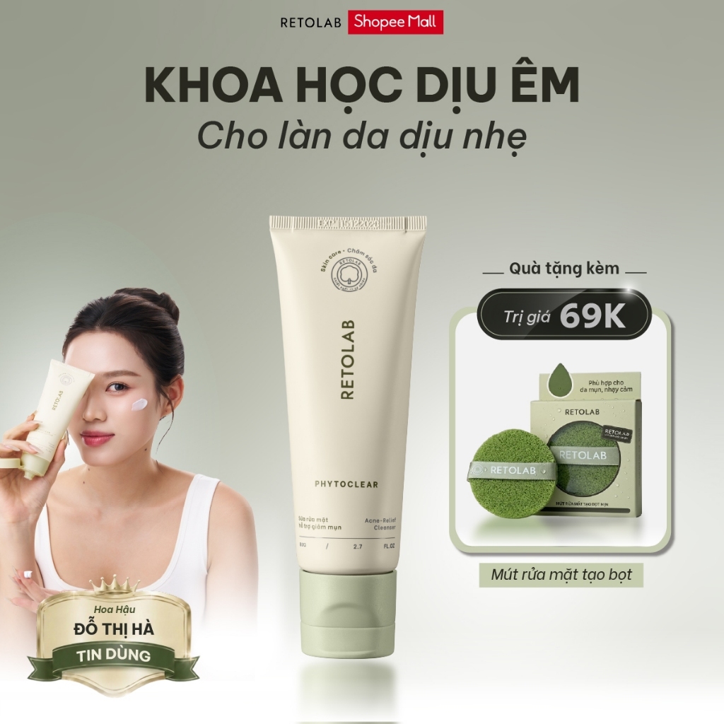 Sữa rửa mặt Retolab Phytoclear 80g hỗ trợ giảm mụn, làm sạch dịu nhẹ và dưỡng ẩm da