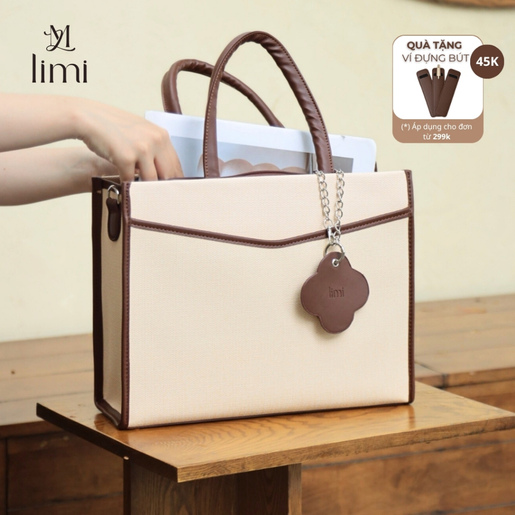 Túi công sở nữ da LIMI (3 màu) Ngăn Laptop Riêng vừa laptop 14inch (SORA) | BigBuy360 - bigbuy360.vn