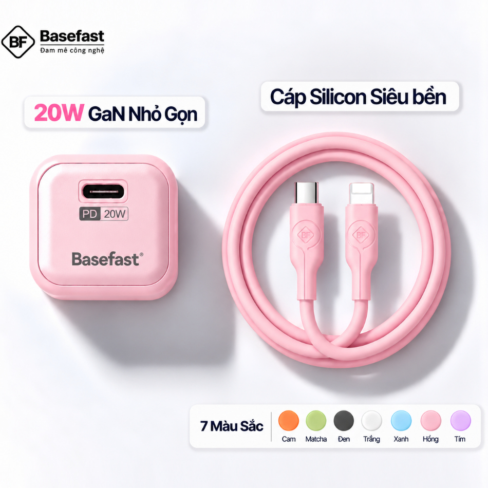 Dây sạc nhanh Type C 60W Basefast cáp bọc dù C to C dài 1m 2m dùng cho Phone 15 16 samsung xiaomi .. – ảnh mô tả chi tiết 5