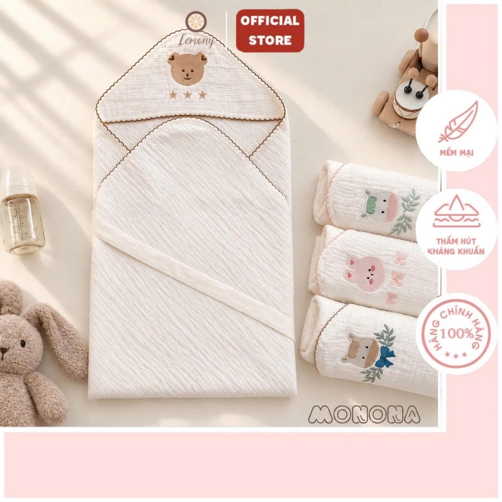Ủ choàng cho bé cao cấp Monona, mềm mại, thoáng khí, không bị bí nóng