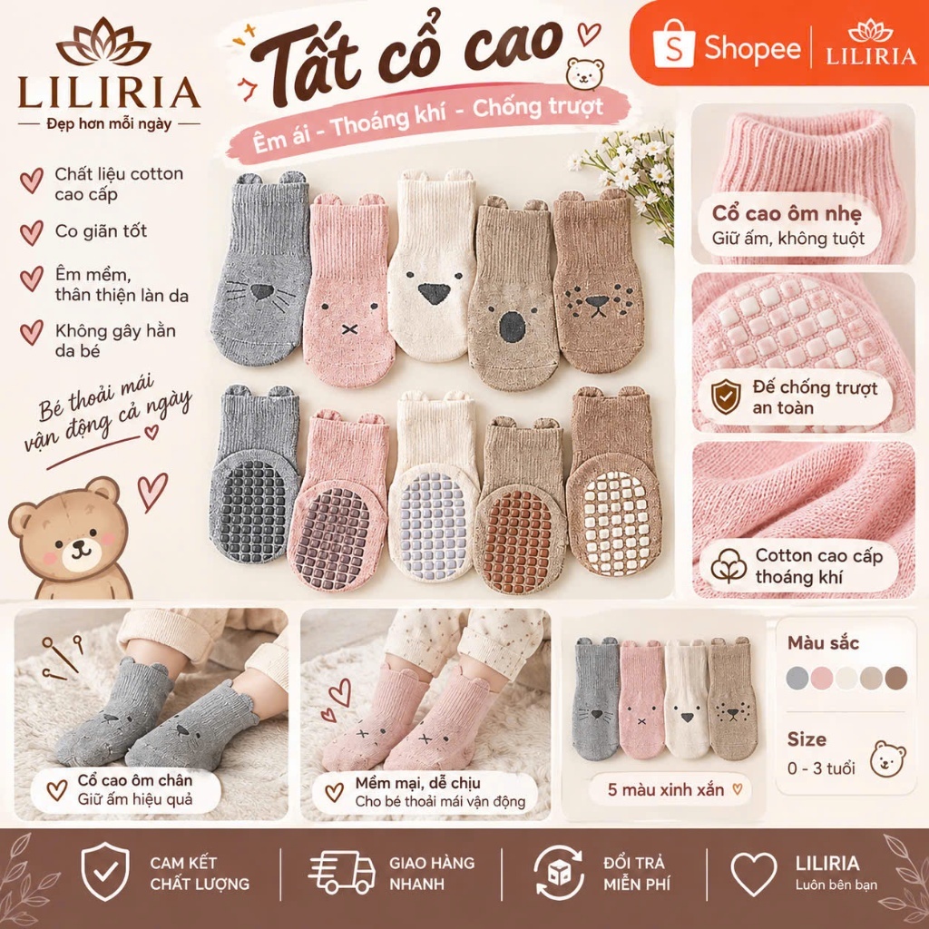 Sét 10 Đôi Tất Trẻ Em Tất Cho Bé NeMo Cotton Chống Trơn Trượt Cho Bé Trai, Bé Gái Đi Cực Xinh SS2