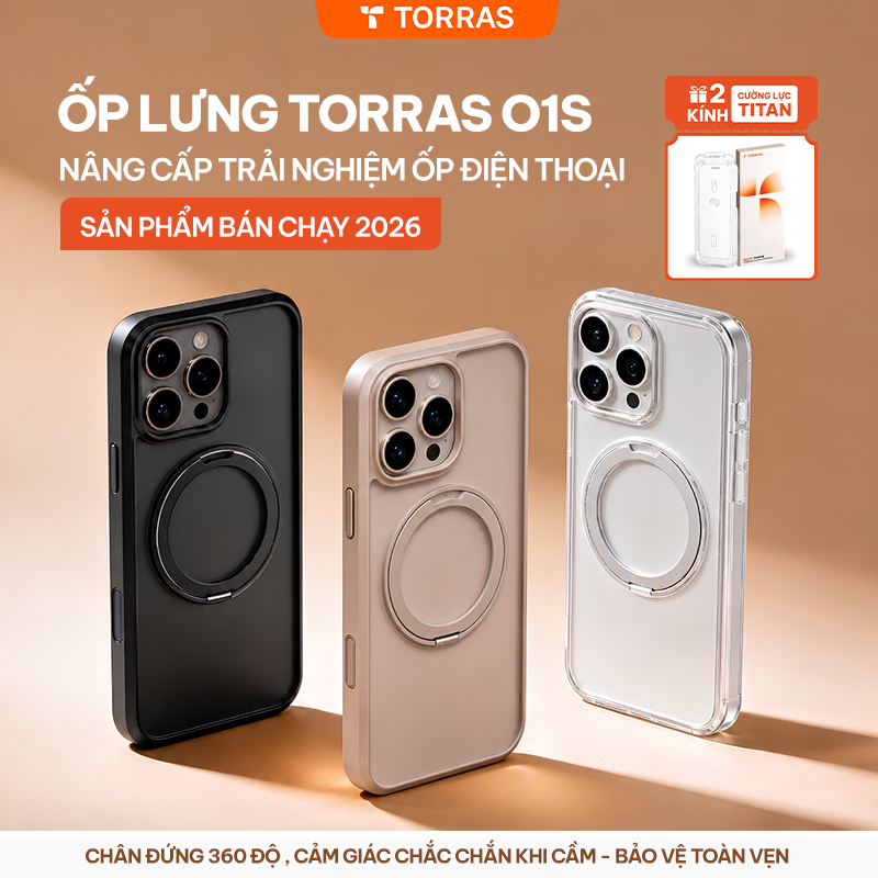 【Tặng 2 kính】Ốp Lưng TORRAS O1S Từ Tính 360° Xoay,Bảo Vệ Camera, Hỗ Trợ Sạc Magnetic, Cho iphon 16/16 Pro/16 PM
