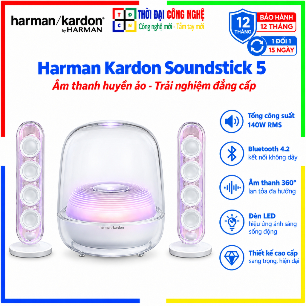 Loa bluetooth Harman Kardon Soundstick 5 PGI - Âm thanh 2.1 Hi-end, thiết kế trong suốt LED.