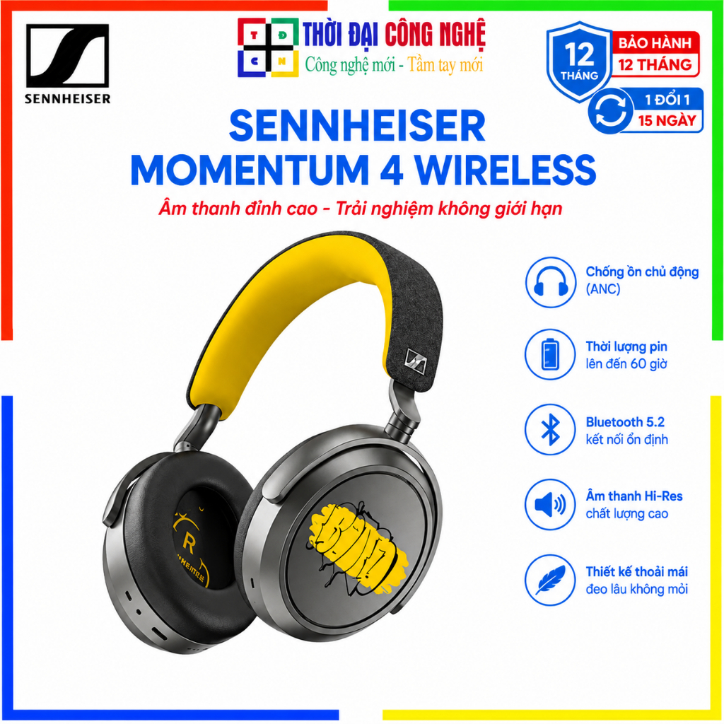 Tai nghe SENNHEISER MOMENTUM 4 WIRELESS chính hãng New 100%. Bảo hành 12 tháng, 1 đổi 1 15 ngày.