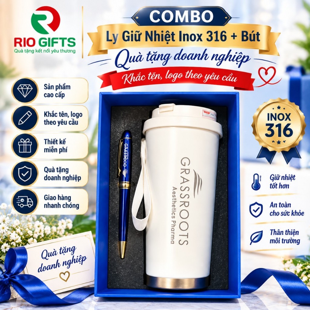 Set quà tặng 20/11 Lason Floral hộp quà gồm cốc giữ nhiệt và nến thơm ý nghĩa