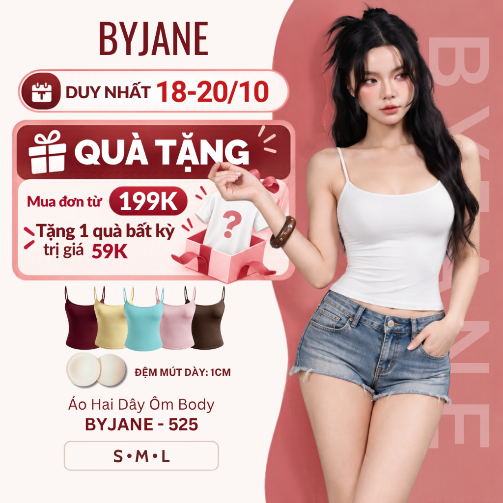 ( KO MÚT / KÈM MÚT) Áo Hai Dây Bản Nhỏ Phong Cách Cá Tính Co Dãn 4 Chiều BYJANE - 525