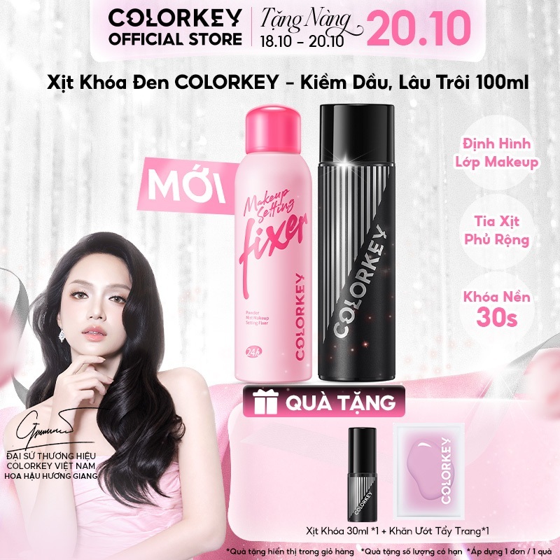 [BEST SELLER] Xịt Khóa Nền Colorkey 100ml - Kiềm Dầu, Giữ Makeup Lâu Trôi, Không Mốc Nền, Hỗ Trợ Cấp Ẩm Nhẹ