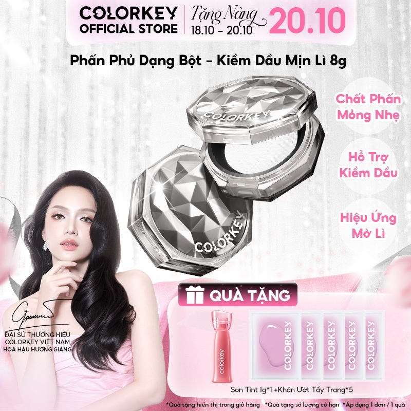 Phấn Phủ Bột Colorkey Kiềm Dầu 8g - Không Bị Flashback, Hạt Phấn Siêu Mịn, Mờ Lỗ Chân Lông, Lâu Trôi