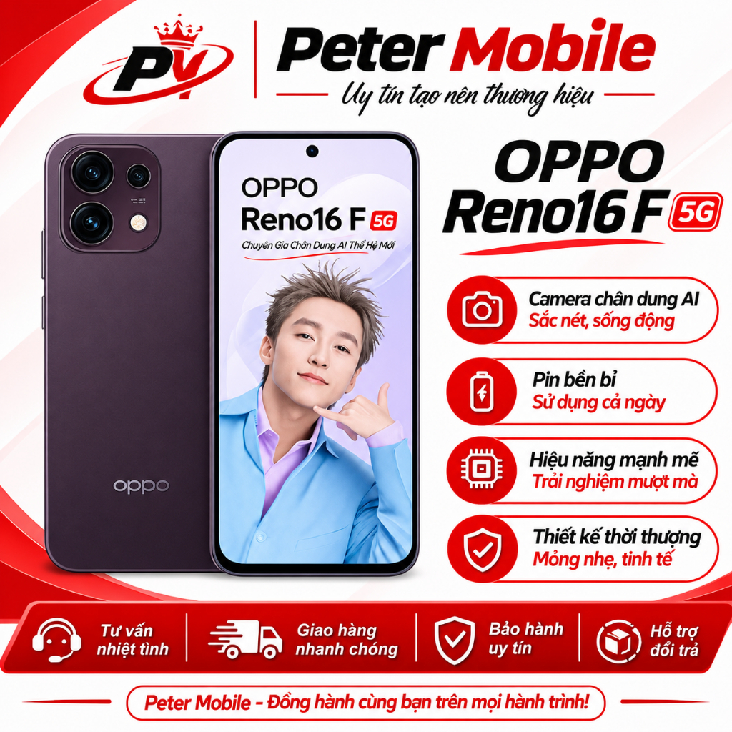 Điện Thoại Oppo Reno16 F 8GB/256GB - Hàng Chính Hãng - Bảo hành 12 tháng