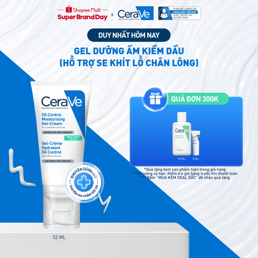 Gel dưỡng ẩm kiềm dầu 8H CeraVe Oil Control Gel-cream 52ml