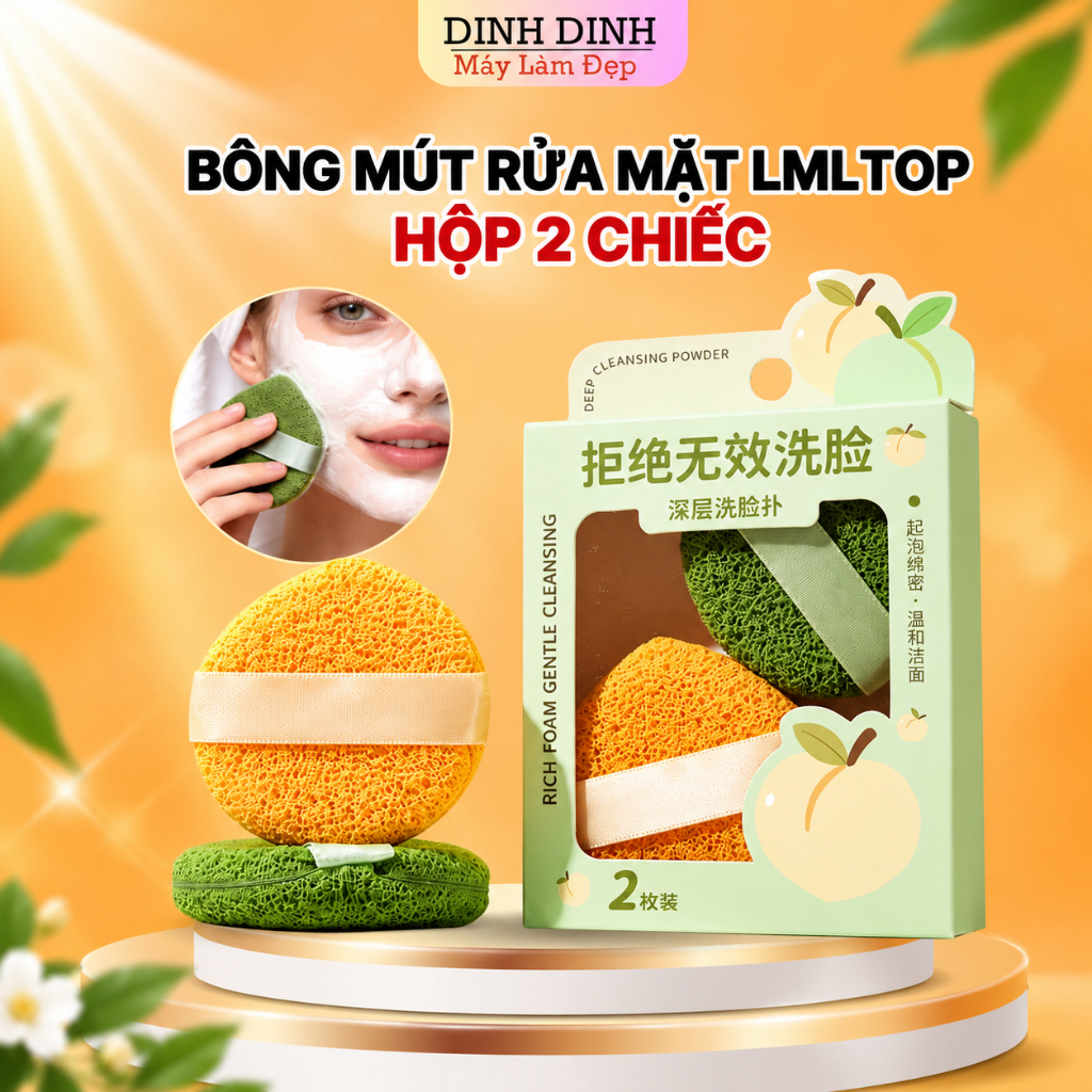 Bông mút rửa mặt bọt biển LMLTOP (Hộp 2 chiếc) - Bọt Rửa Mặt Giọt Nước Làm Sạch Da Mặt