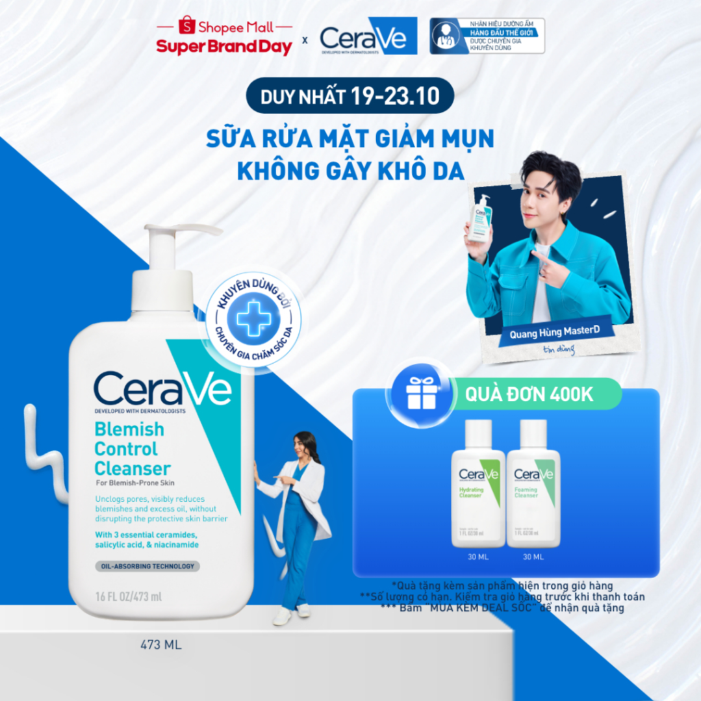 Sữa rửa mặt giảm mụn CeraVe Blemish Control Cleanser 473ml