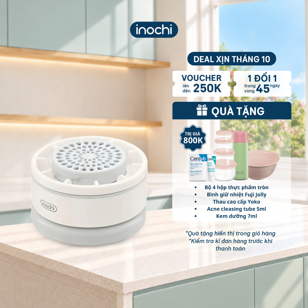 Inochi Máy Rửa Thực Phẩm Akiba - làm sạch, khử mùi nhanh, thiết kế nhỏ gọn, an toàn cho cả gia đình