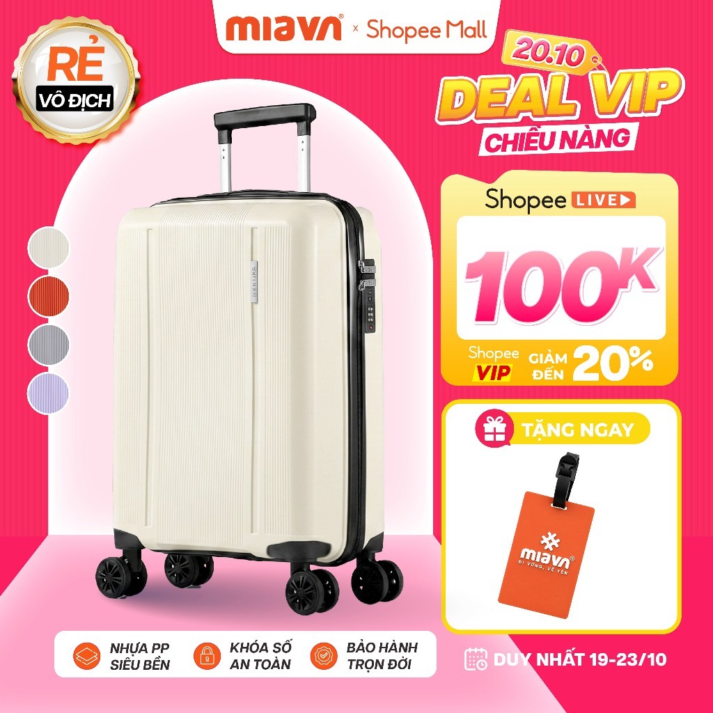 [🌟GIÁ TỐT] Vali Kéo MIAvn Larita ORIX Size 20/24 Inch - Nhựa PP Siêu Bền, Hạn Chế Bể Vỡ, Khoá Số, Bánh Xe Đôi