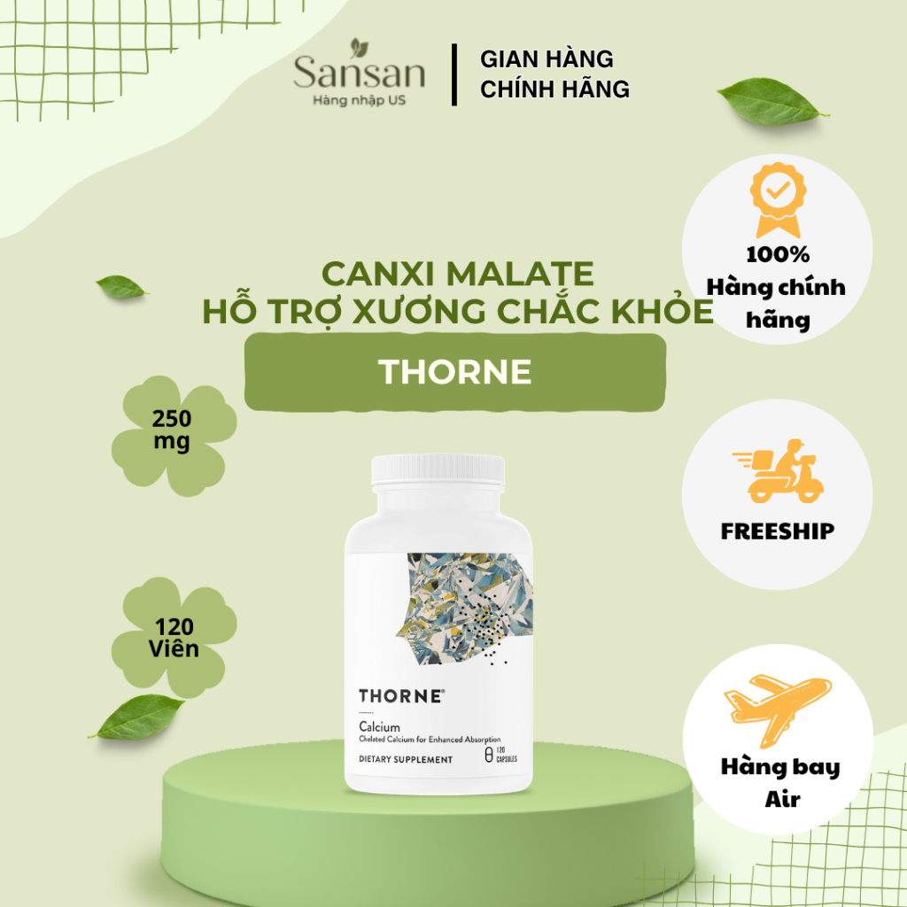 Thorne Calcium 250mg 120 Viên - Bổ Sung Canxi Dicalcium Malate, Hỗ Trợ ...