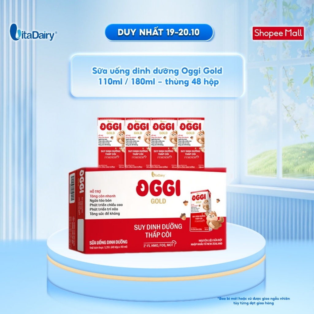 [THÙNG 48 HỘP] Sữa uống dinh dưỡng Oggi Gold giúp bé suy dinh dưỡng, thấp còi - Hộp 110ml