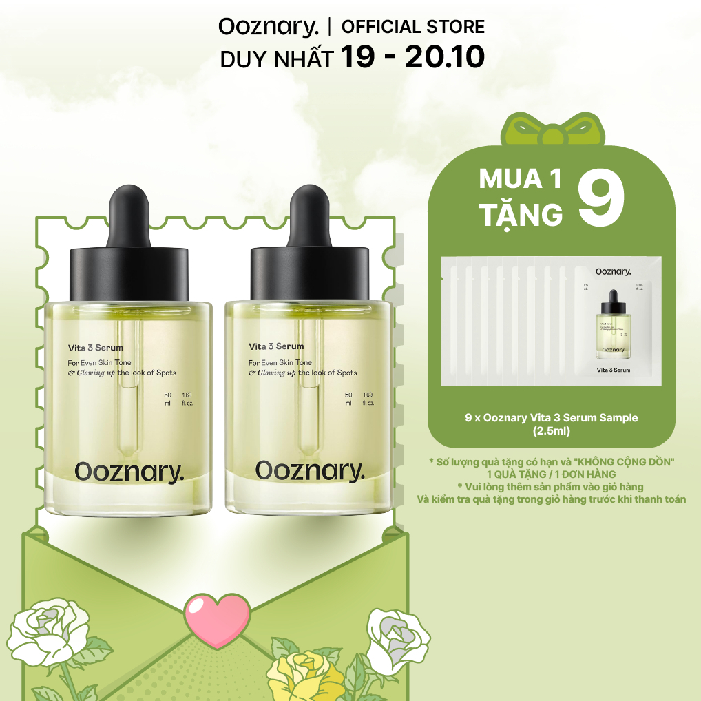 Bộ đôi dưỡng sáng rạng rỡ & mờ thâm Ooznary Vita 3 Serum 50ml (50ml x 2)