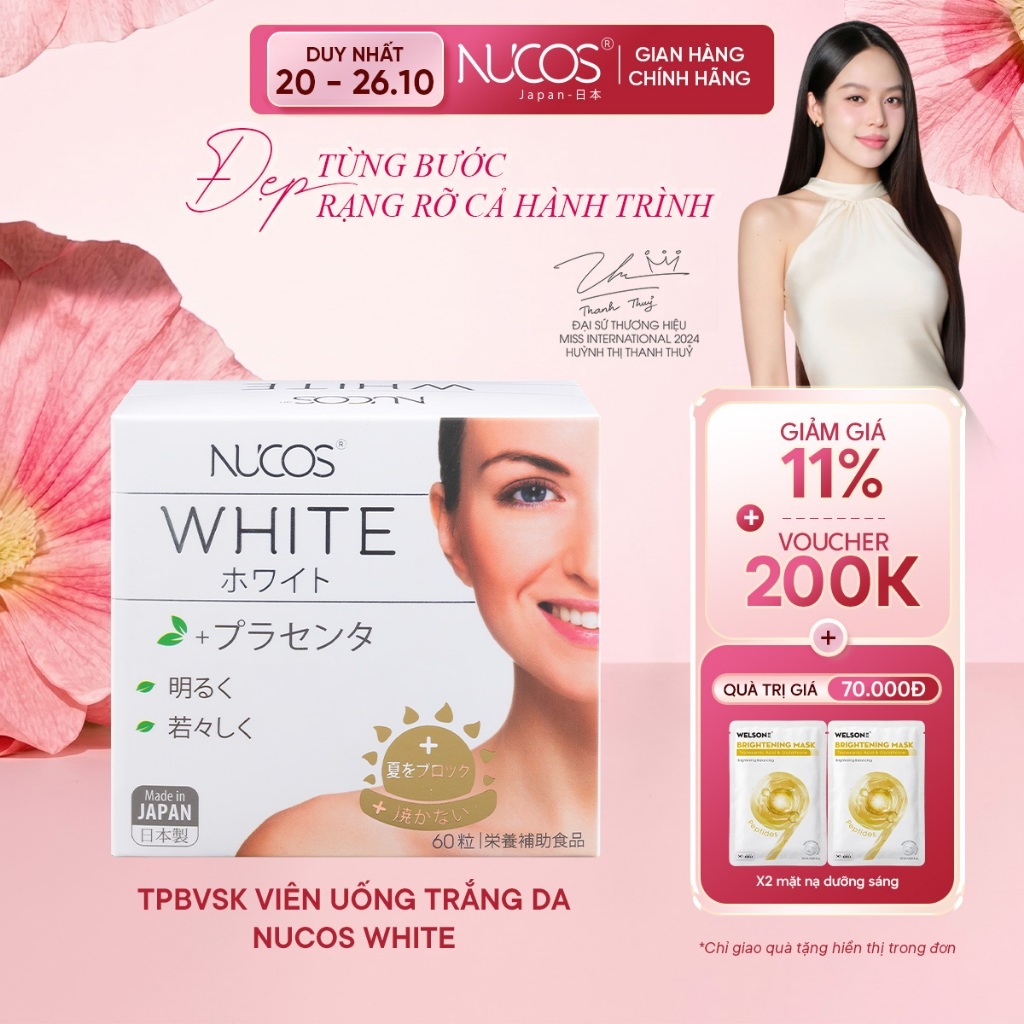 TPBVSK Viên Uống Trắng Da Nucos White Hỗ Trợ Mờ Thâm Nám Sáng Da Chống Nắng [Hộpx60 viên]