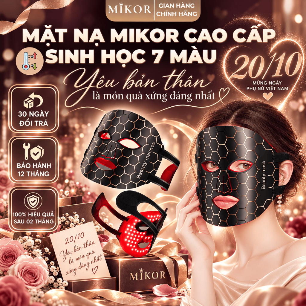 Mặt Nạ Ánh Sáng Sinh Học 7 Màu Cao Cấp, Giúp Trẻ Hóa Da, Làm Sáng Da, Giảm Nếp, Ngừa Mụn, Mikor