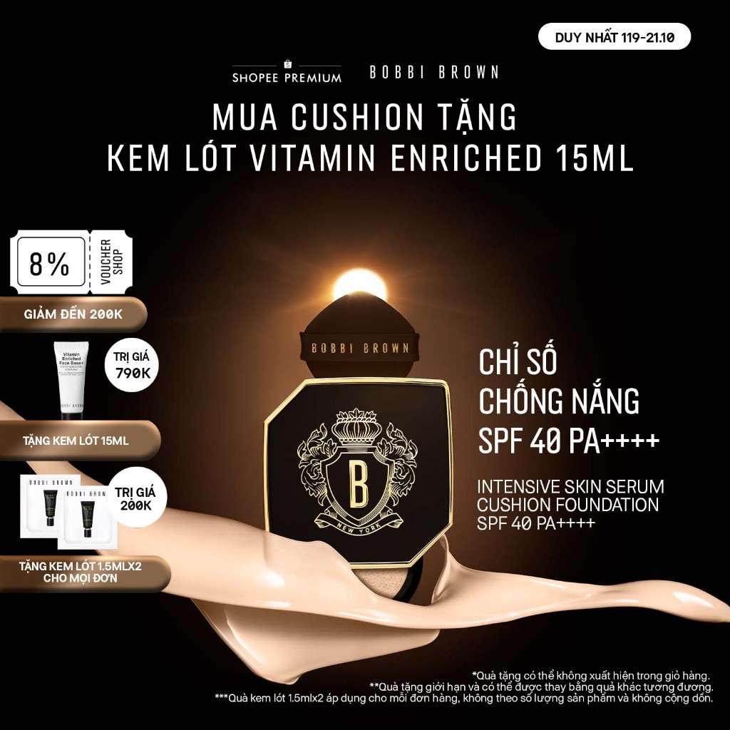 Bobbi Brown Intensive Skin Serum Cushion Foundation SPF 40 PA++++ | Phấn nước dưỡng da, cấp ẩm căng bóng