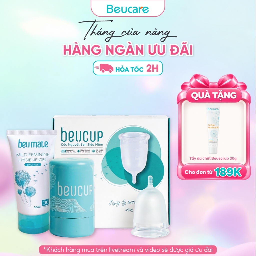 Cốc Nguyệt San BeUcup Silicol Y Tế Wacker Đức Siêu Mềm, Đạt Chuẩn FDA Hoa Kỳ
