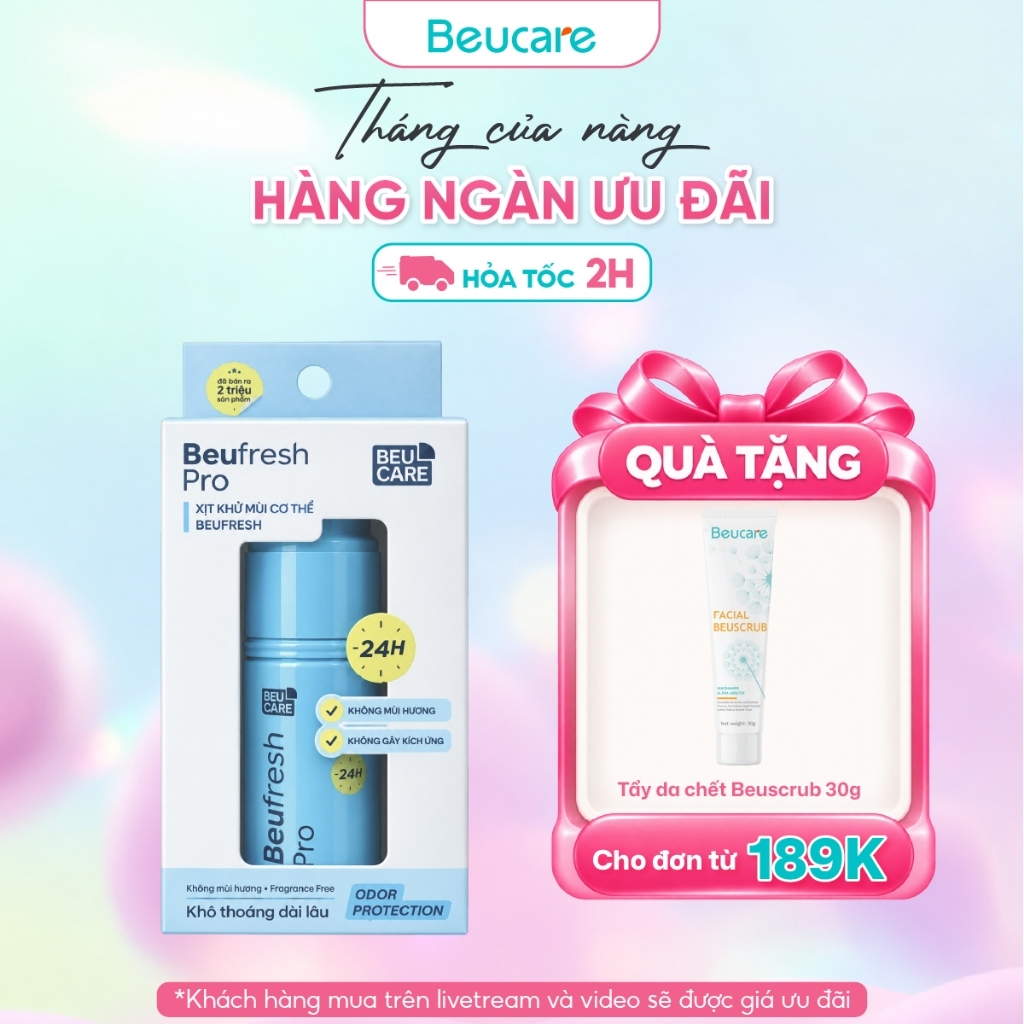 Xịt khử mùi toàn thân, lăn khử mùi BEUFRESH ngăn tiết mồ hôi, hạn chế mùi cơ thể 30ml