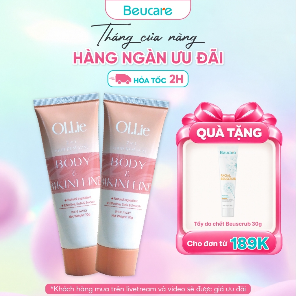 Combo Kem tẩy lông OLLIE , tẩy lông vùng kín, nách, tay, chân 70g