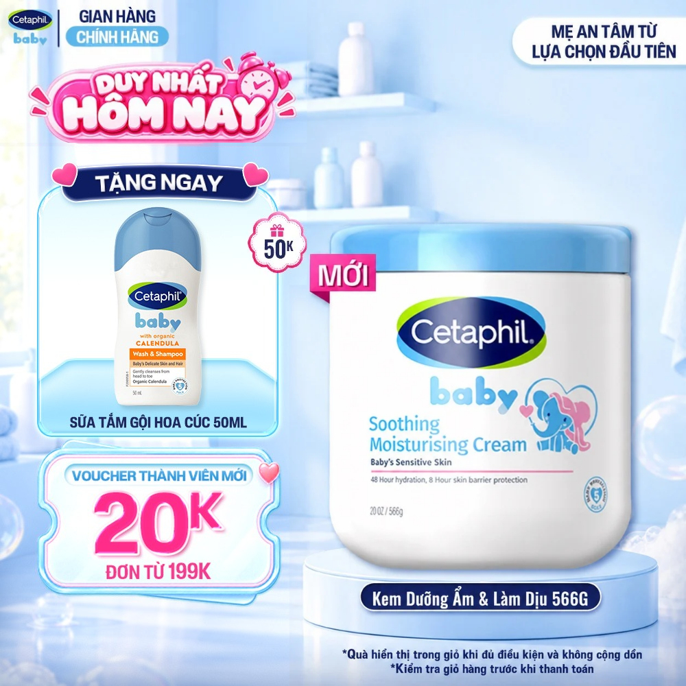 [MỚI] Kem dưỡng ẩm và làm dịu cho bé Cetaphil Baby Soothing & Moisturising Cream hũ 566g