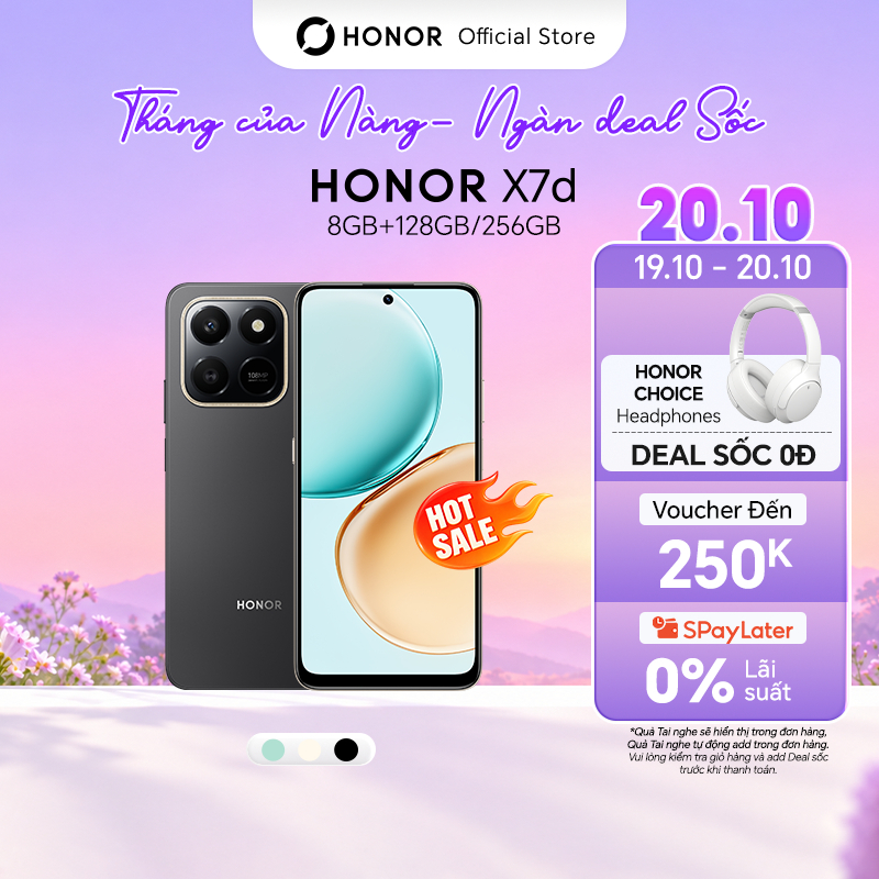 Điện Thoại HONOR X7d 8GB+128/256GB | Pin 6500mAh | Camera 108MP | Bảo hành 18 Tháng