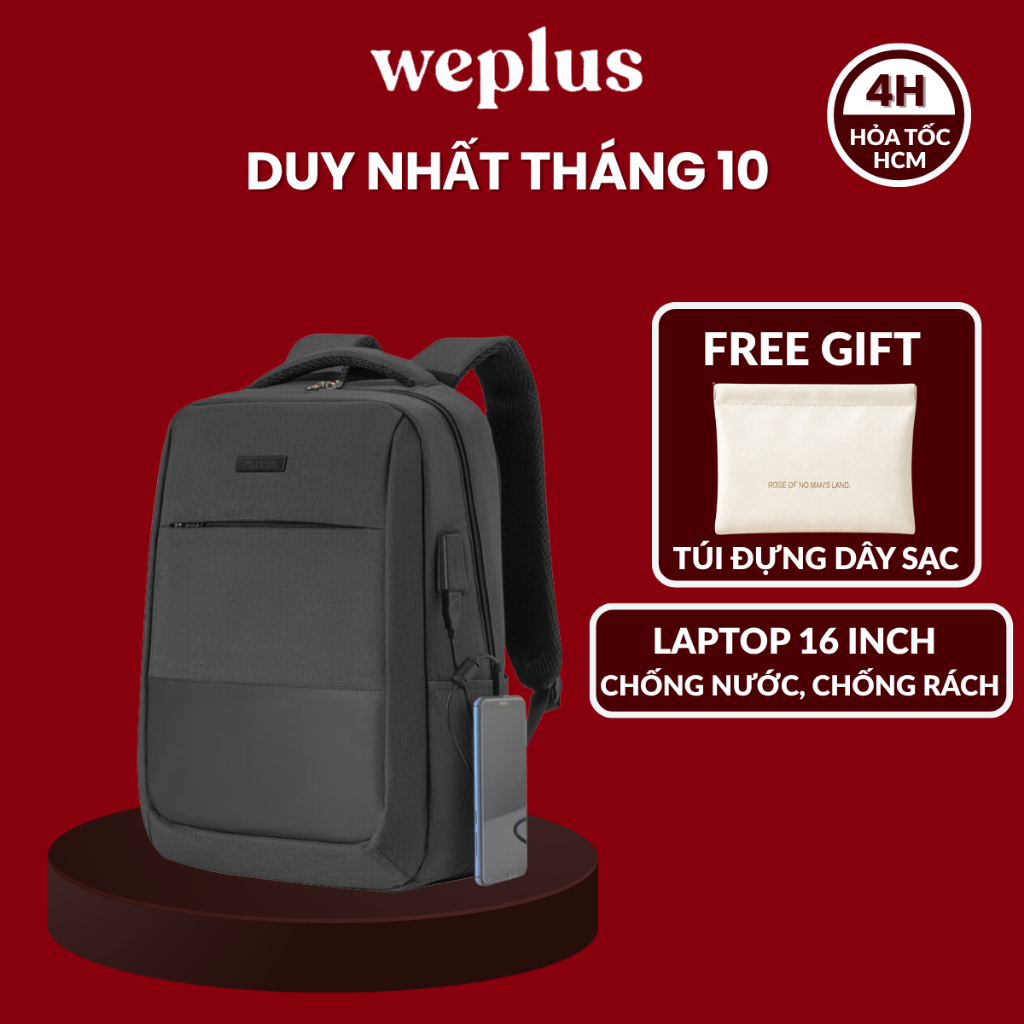 WEPLUS Balo Laptop 16 inch Du Lịch Nam 45x31x15cm Vải Chống Thấm Nước Hàng Nội Địa Trung Cao Cấp WP1755