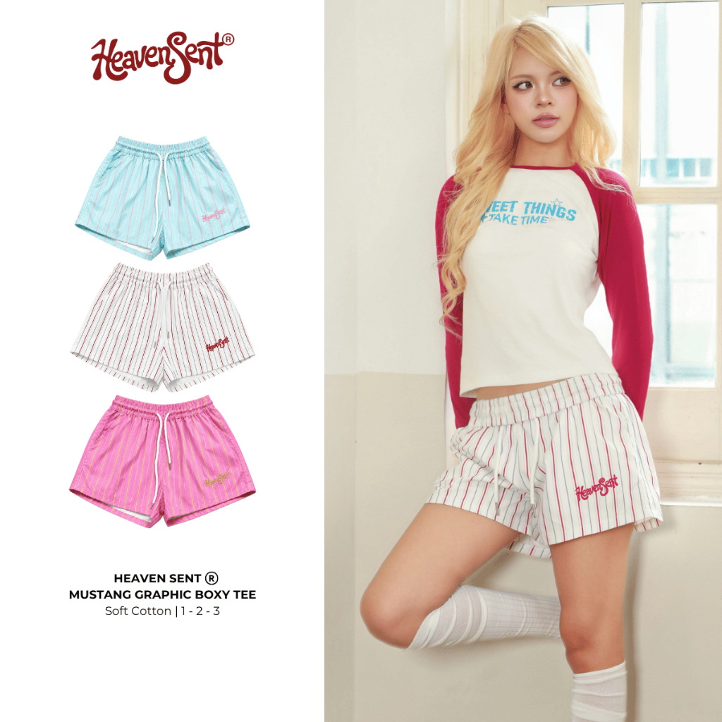 Quần Short Kẻ Sọc Unisex Form Relaxed Cạp Chun Heaven Sent Weekend - HS_PS010