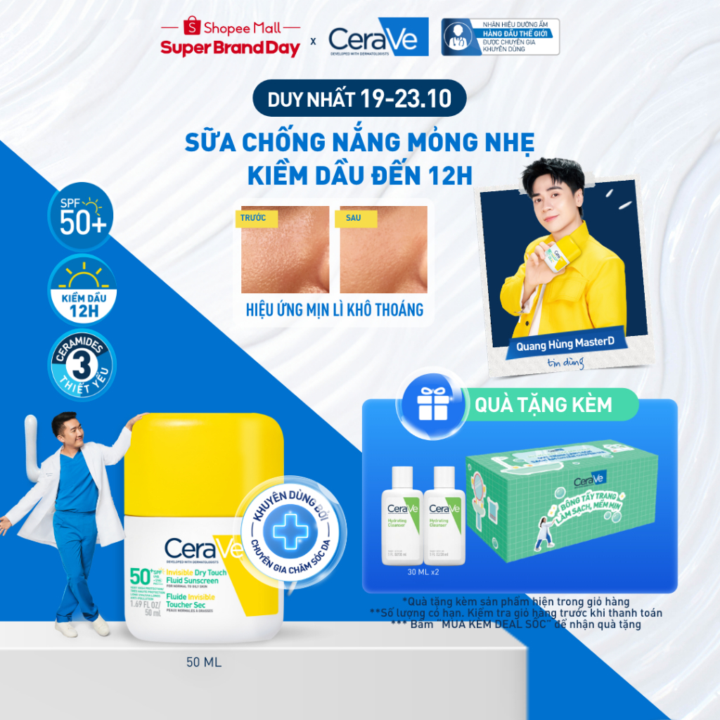 [MỚI] Sữa chống nắng CeraVe giảm dầu mỏng nhẹ khô thoáng 50ml