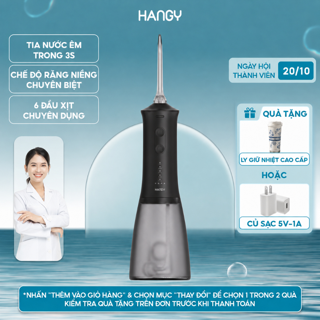 Máy tăm nước cầm tay HANGY HN26 & HG23 Pro | 4 chế độ linh hoạt | Chống nước IPX7