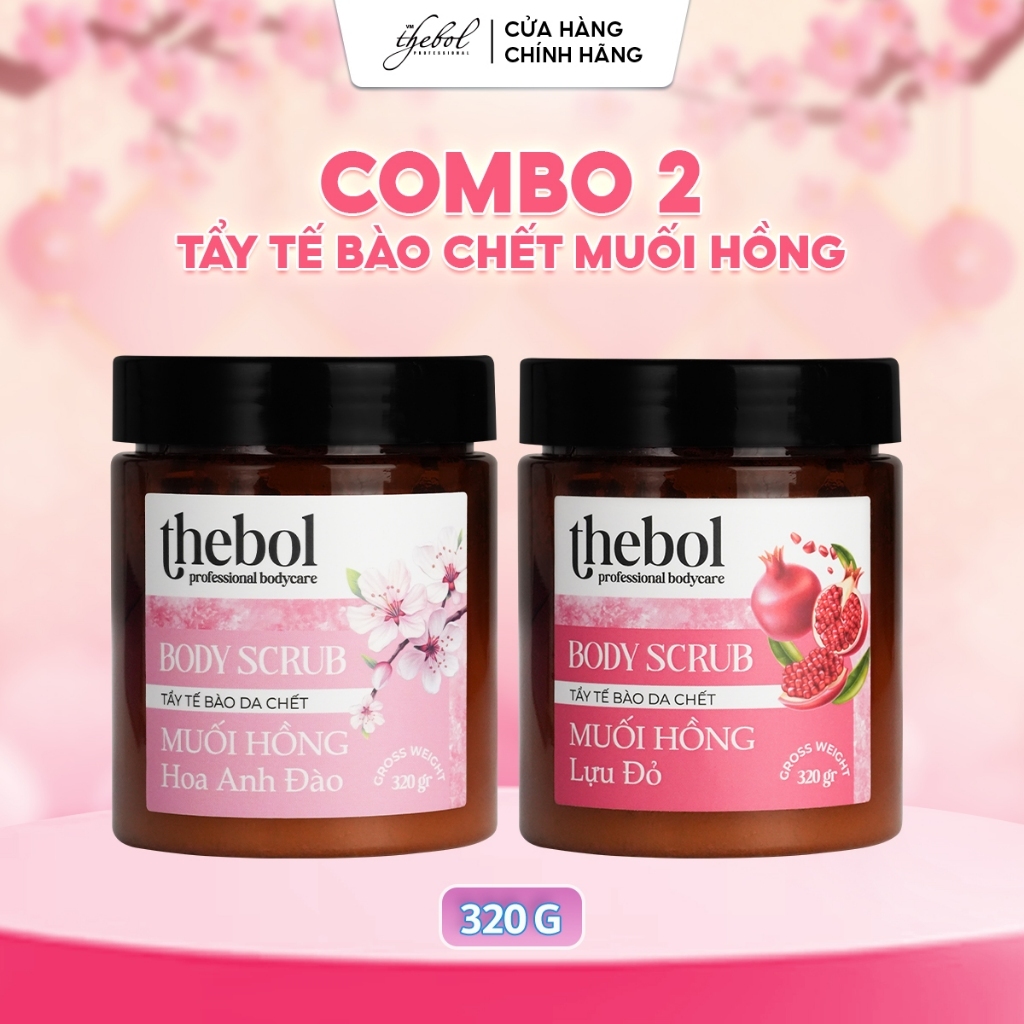 COMBO 2 HŨ Tẩy Tế Bào Chết Body Thebol Muối Hồng Giúp Làm Sạch Nhẹ Nhàng, Dưỡng Da Tự Nhiên 320g