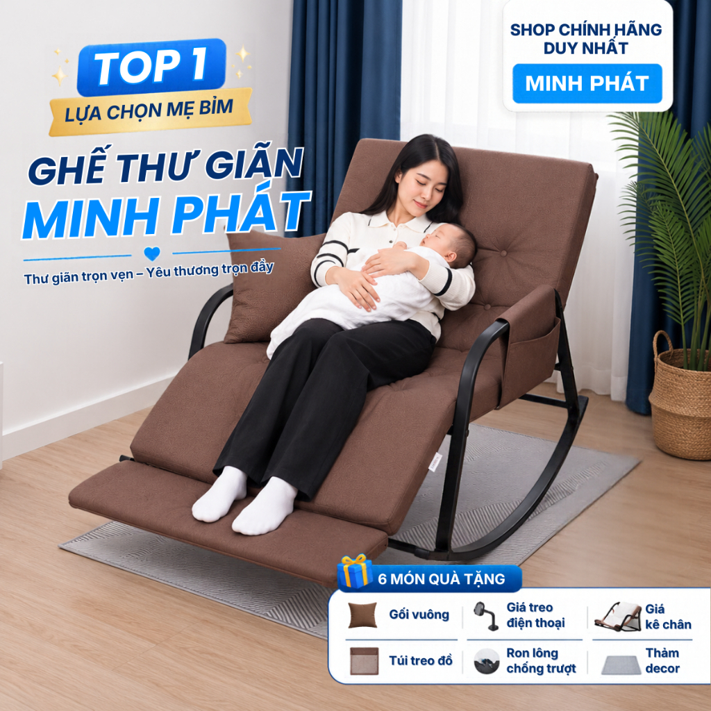 Ghế Minh Phát Ghế Bập Bênh Đôi Hai Người MP Điều Chỉnh 10 Cấp Độ,khung thép mạ kẽm sơn tĩnh điện bảo hành 36 tháng BB04