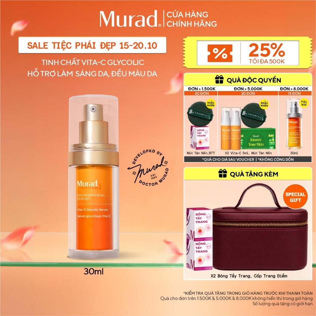 Tinh chất hỗ trợ sáng da, làm đều màu da Murad Vita-C Glycolic Serum 30ml