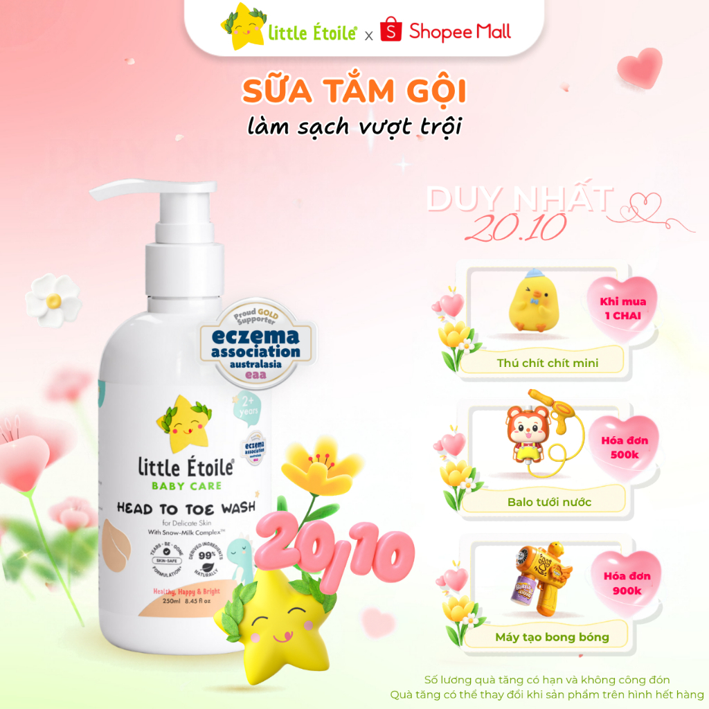 Sữa tắm gội làm sạch vượt trội Little Étoile Baby Care Úc cho bé từ 2 tuổi 250ml