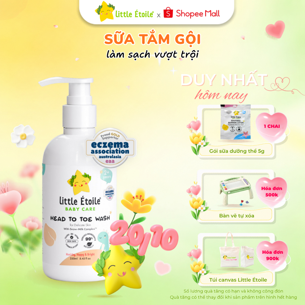 Sữa tắm gội Little Étoile Úc làm sạch vượt trội cho bé